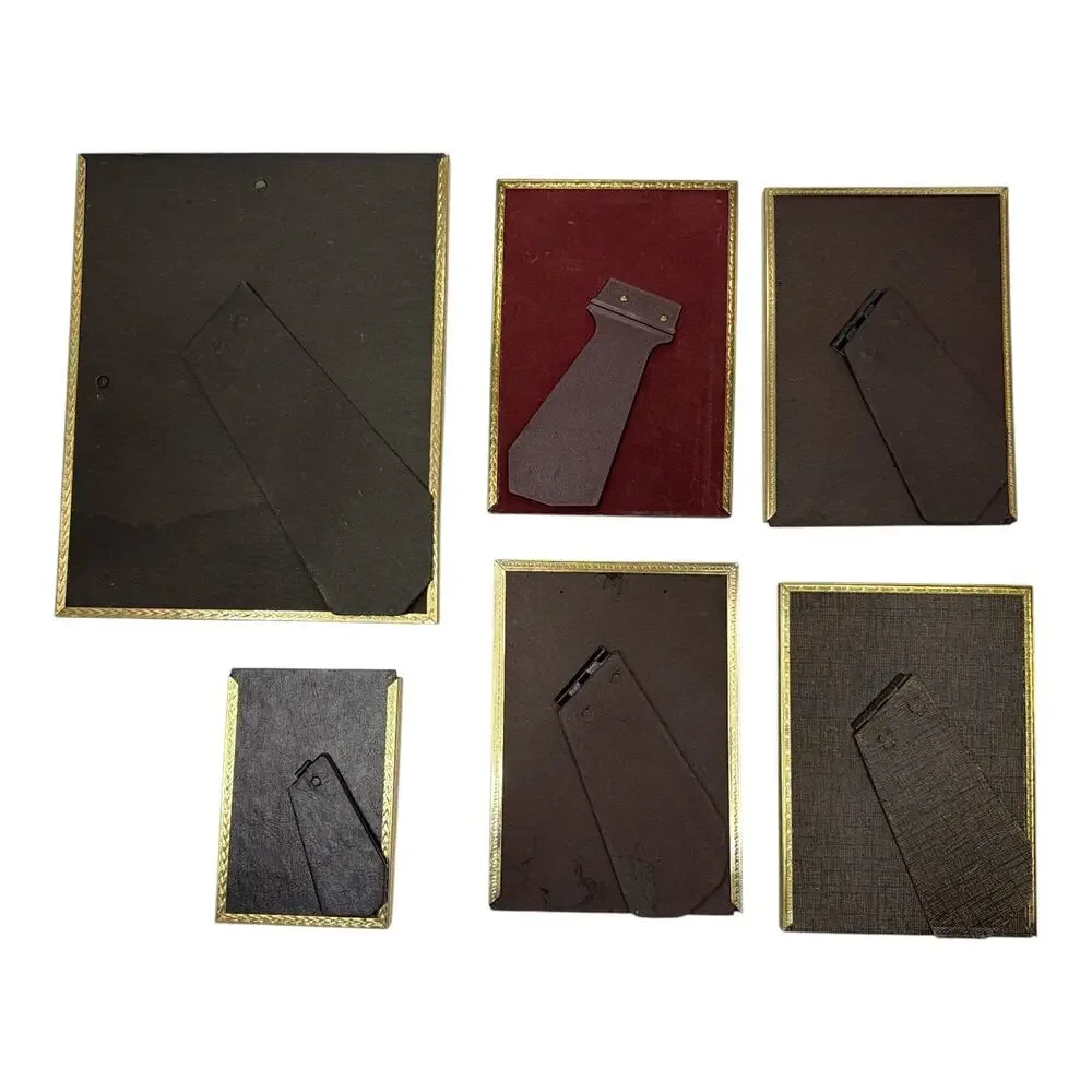 Vintage Brass Lot of 6 Various Sizes Picture Frames Ornate